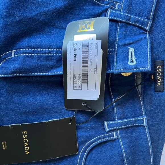 NWT Escada wide legs Pants Denim Sz 40 eu ( sz 10 US) - Picture 6 of 8